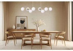 Závesné svietidlo Florence, 8x biele sklenené tienidlo, g/be