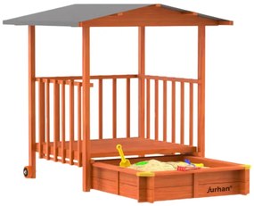 Pieskovisko s verandou SUNNY, 130x130x143cm, hnedá/šedá Jurhan