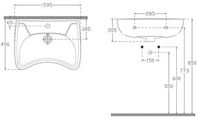 Biele keramické umývadlo 59x45,5 cm Handicap – Sapho