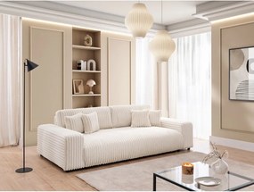 Krémová menčestrová rozkladacia/s úložným priestorom pohovka 260 cm Justin – Ropez