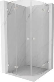 Mexen Lunar, L polkruhový výklopný sprchový kút 90 x 90 cm, 8mm číre sklo, oceľový profil, 833L-090L-090P-97-00