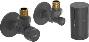 Mexen G05, uhlová termostatická súprava s krytkou, antracitová, W901-958-904-66