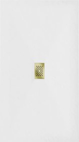 Mexen Hugo, obdĺžniková sprchová vanička SMC 150 x 100 cm, biela, zlatá krytka, 42101015-G