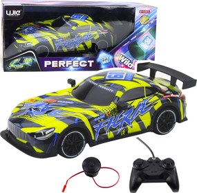 LEAN Toys Závodné auto RC na diaľkové ovládanie Osvetlená karoséria žltá