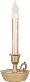 Bielo-zlatý dekoračný svietnik so sviečkou s Led plameňom - 13*12*32 cm