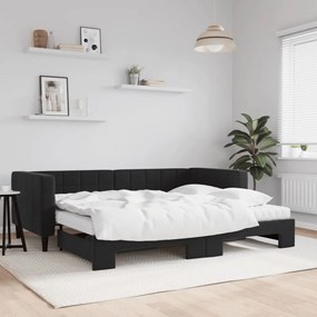 Rozkladacia denná posteľ s matracmi čierna 90x190 cm zamat 3196730