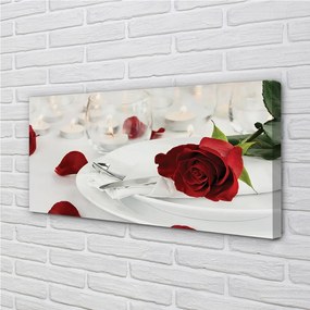 Obraz canvas večera sviečky ruže 125x50 cm