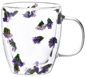 Skleněný hrnek PETER FLOWERS 350 ml čirý/fialový