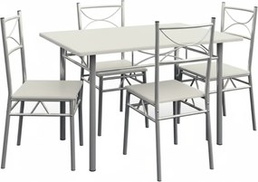 Jedálenská súprava PAUL, 5-dielna, zamatovo biela Jurhan