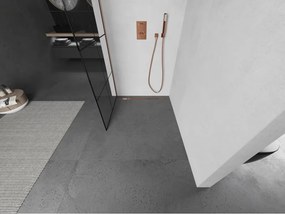 Mexen Kioto L, sprchová zástena Walk-In 90 x 200 cm, 8mm číre sklo čierny vzor, medený matný profil, 800-090-103-65-77
