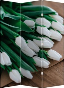 Paraván - Kytica bielych tulipánov (126x170 cm)