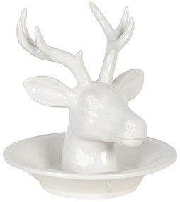 Biela keramická miska s hlavou jeleňa - 23*23*23 cm