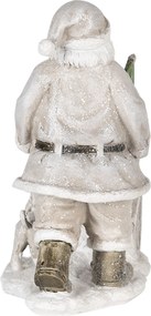 Vianočné dekoratívne soška Santy s vozíkom s psíkom - 12 * 8 * 15 cm