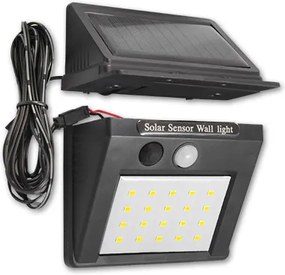 MASTER LED solárna lampa 20SMD - 200 lm - senzor súmraku - kábel - studená biela