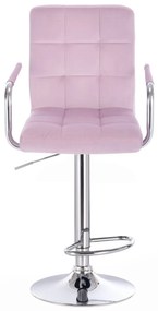 LuxuryForm Barová stolička VERONA VELUR na striebornom tanieri - levanduľa