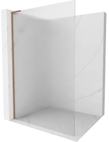 Mexen Kioto L, sprchová zástena Walk-In 100 x 200 cm, 8mm sklo s rebrovým vzorom, medený matný profil, 800-100-103-65-09