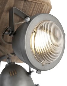 Priemyselné bodové svetlo oceľ s dreveným sklonom 4-svetlo - Emado