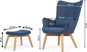 SOFOTEL Kreslo s opierkou na ruky a podnožkou Norse 2042 - tmavomodré