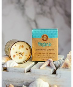 Organická vykurovacia sviečka Frankincense & Myrrh 200 g v skle so zlatou fóliou