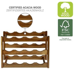 Regál na víno z masívu akácie v prírodnej farbe počet fliaš 12 42x28x21 cm Fondi – Wenko