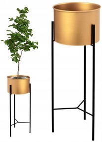 Tutumi, kovový kvetináč na rastliny 60cm TSHP20207, čierna matná-mosadzná zlatá, HOM-09905