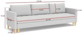 Škandinávska pohovka OSLO hnedej farby 210 cm