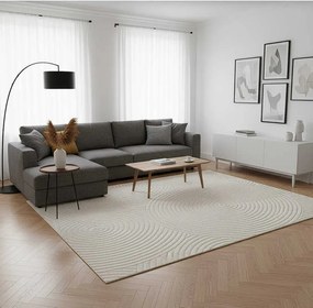TZ Sivý obdĺžnikový geometrický koberec Strado Polo Raining Grey vzor kruhy Rozmer: 140x200 cm
