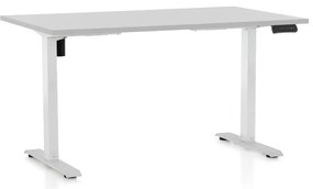 Výškovo nastaviteľný stôl OfficeTech B, 120 x 80 cm, biela podnož, svetlo sivá