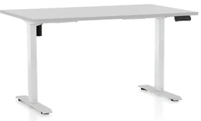Výškovo nastaviteľný stôl OfficeTech B, 120 x 80 cm, biela podnož, svetlo sivá