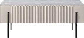 Konferenčný stolík so zásuvkami Malmi 100 cm - kašmír / crema bianca / čierne nožičky