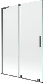 Mexen Velar L, 2-krídlová posuvná vaňová zástena 120 x 150 cm, 8mm číre sklo, grafitová matná, 896-120-003-01-95
