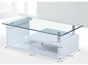 Konferenčný stolík, sklo/biela extra vysoký lesk HG, JULIEN