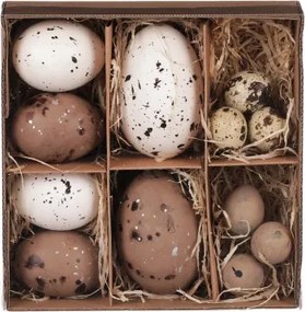 Veľkonočná dekorácia Vyfúknuté vajíčka, 12 ks, biela/hnedá%