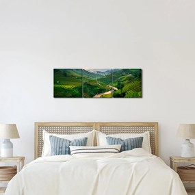Obraz - Ryžové terasy II. (s hodinami) (90x30 cm)