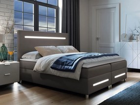 Kontinentálna posteľ Trunida LED, Rozmer postele: 160x200, Dostupné poťahy: ekokoža Soft 029 (sivá) Mirjan24 5903211194504