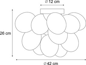 Dizajnové stropné svietidlo mosadzné s dúhovým sklom 4-svetlá - Uvas