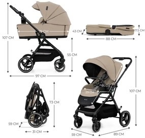 KINDERKRAFT SELECT YOXI 2v1 kombinovaný kočík Sand beige