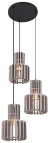 Retro závesná lampa čierna s sivohnedou 3-svetlá - Felt