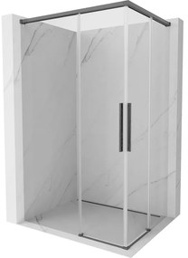 Mexen Rox, Duo posuvný sprchový kút 85 x 75 cm, 8mm číre sklo, brúsený grafit profil, 8C2D-085-075-66-00