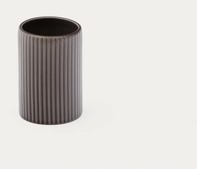 Tmavohnedý keramický téglik na zubné kefky Selime – Kave Home