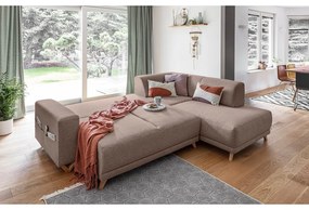 Hnedá rozkladacia/s úložným priestorom rohová pohovka (pravý roh/do L) Classy Sophie – Miuform