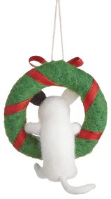 HANG ON Plstená ozdoba pes s adventným vencom