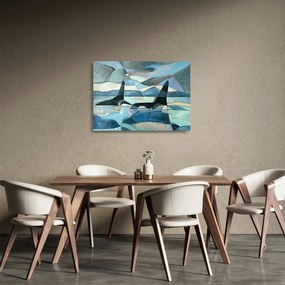 Sklenený obraz - Kosatky (70x50 cm)