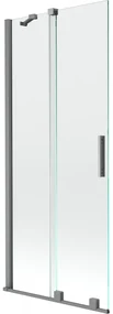Mexen Velar, 2-krídlová posuvná vaňová zástena 80 x 150 cm, 8mm číre sklo, brúsený grafit, 896-080-000-01-95