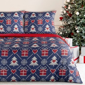 VIANOČNÉ RENFORCÉ OBLIEČKY MERRY 140X200 CM, 1KS 70X80 CM VZOROVANÉ