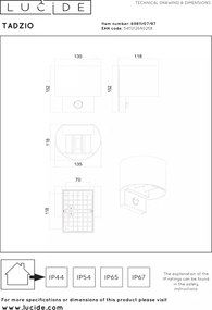 Lucide 69811/07/97-LED Vonkajšie svietidlo s pohybovým senzorom TADZIO LED/7W/230V IP65