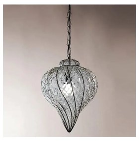 SIRU - Luster na reťazi GOCCIA 1xE27/60W/230V pr. 25 cm číra/hnedá benátske sklo