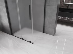 Mexen Velar, sprchový kút s posuvnými dverami 110 x 120 cm, 8mm sklo námraza, čierna matná, 871-110-120-31-70