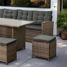 Rohový záhradný ratanový set v štýlovej hnedej farbe