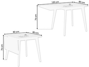 ROXY Prírodný dub/ čierny rám - SKLADACÍ DREVENÝ STÔL DO KUCHYNE/JEDÁLNE RETRO